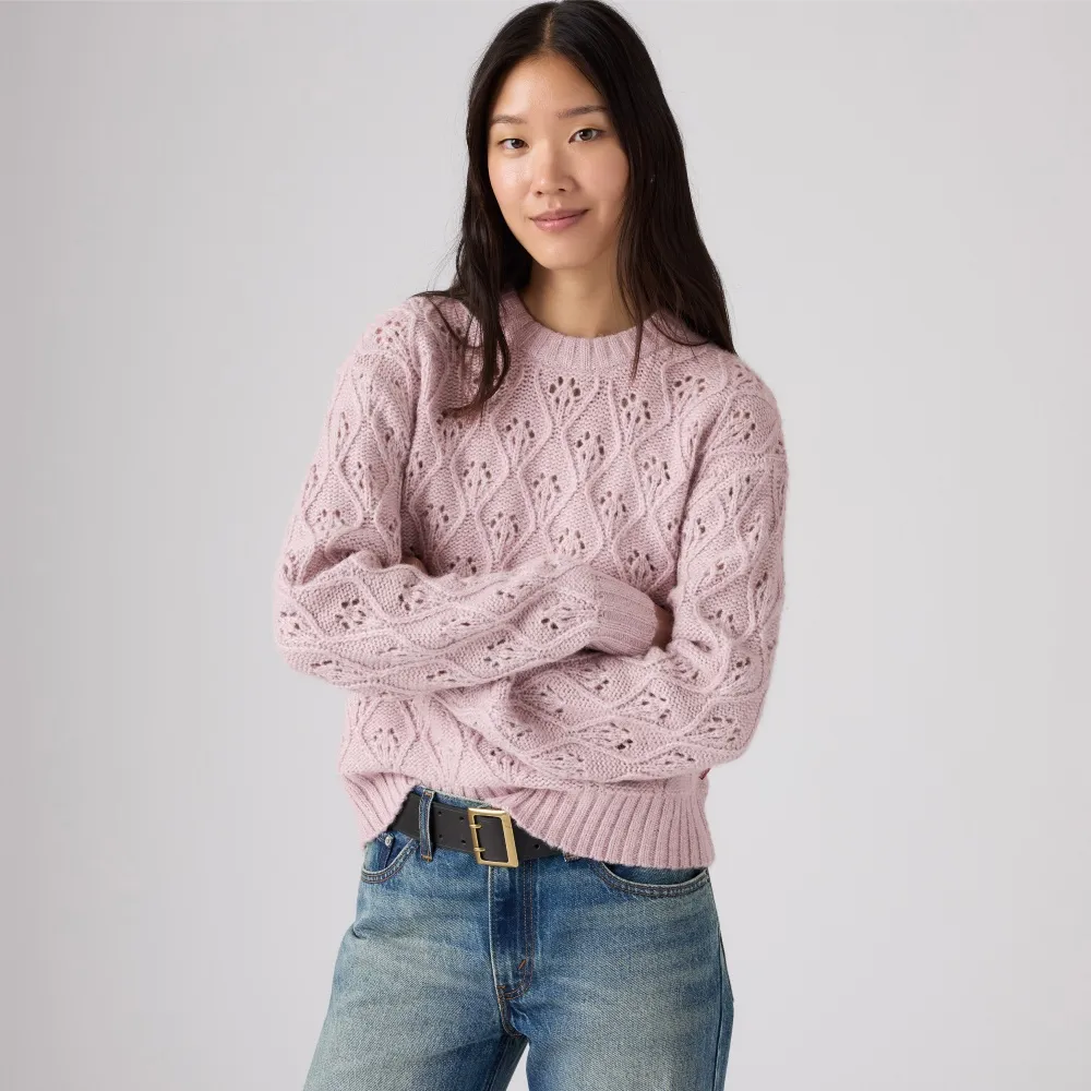 【LEVIS】Zoe 鏤空圓領針織毛衣 / 羊毛混紡 女生上衣 熱賣單品 007V8-0001
