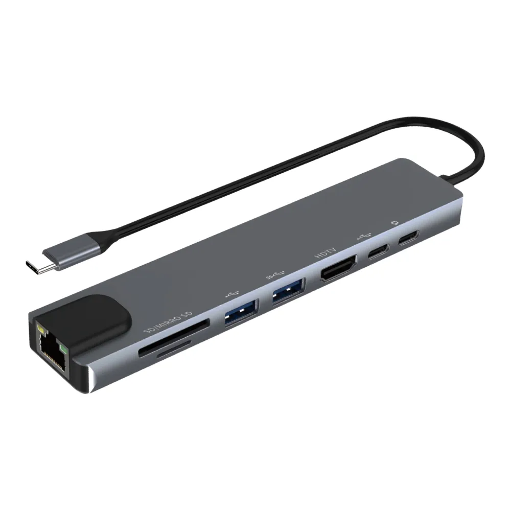 【Songwin】8合1多功能HUB集線器 HDMI+Type-C+SD+TF+RJ45 Mac筆電擴充轉接器