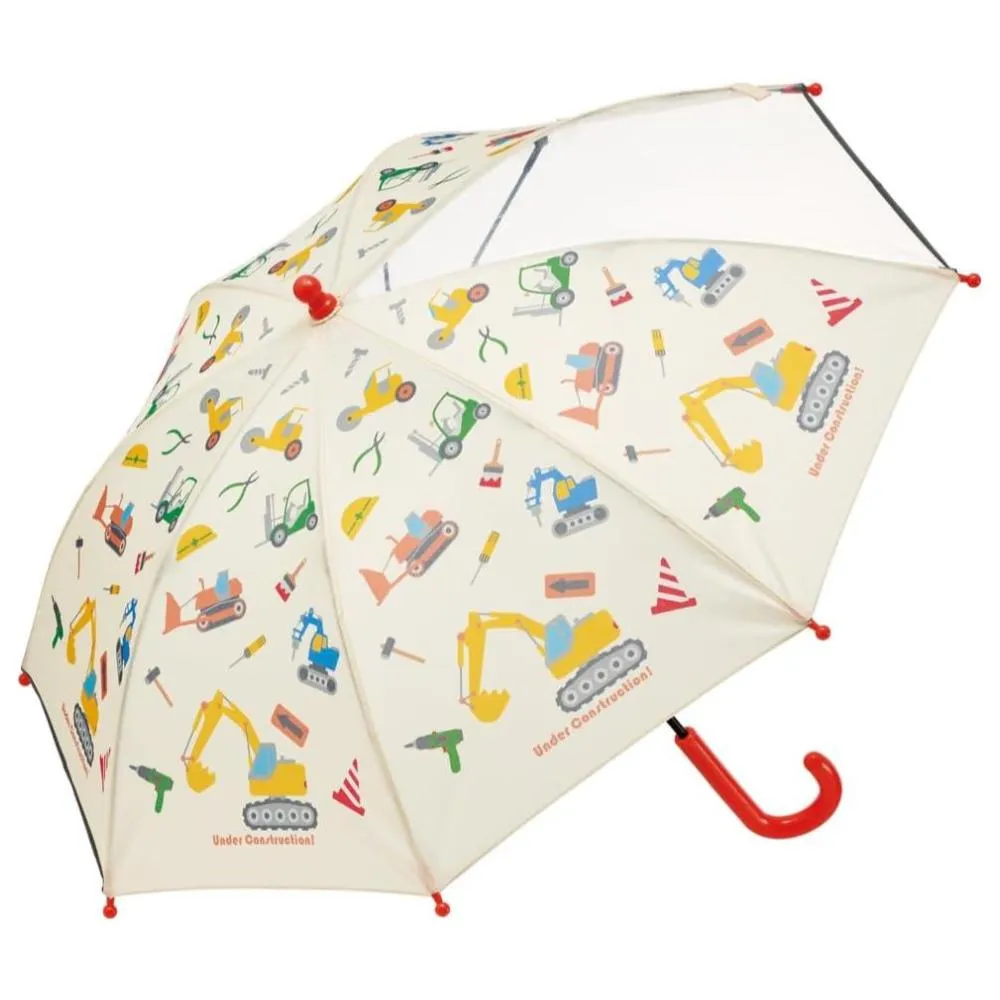【Skater】工程車透明罩傘 兒童透明雨傘 5-6歲 45CM(平行輸入)