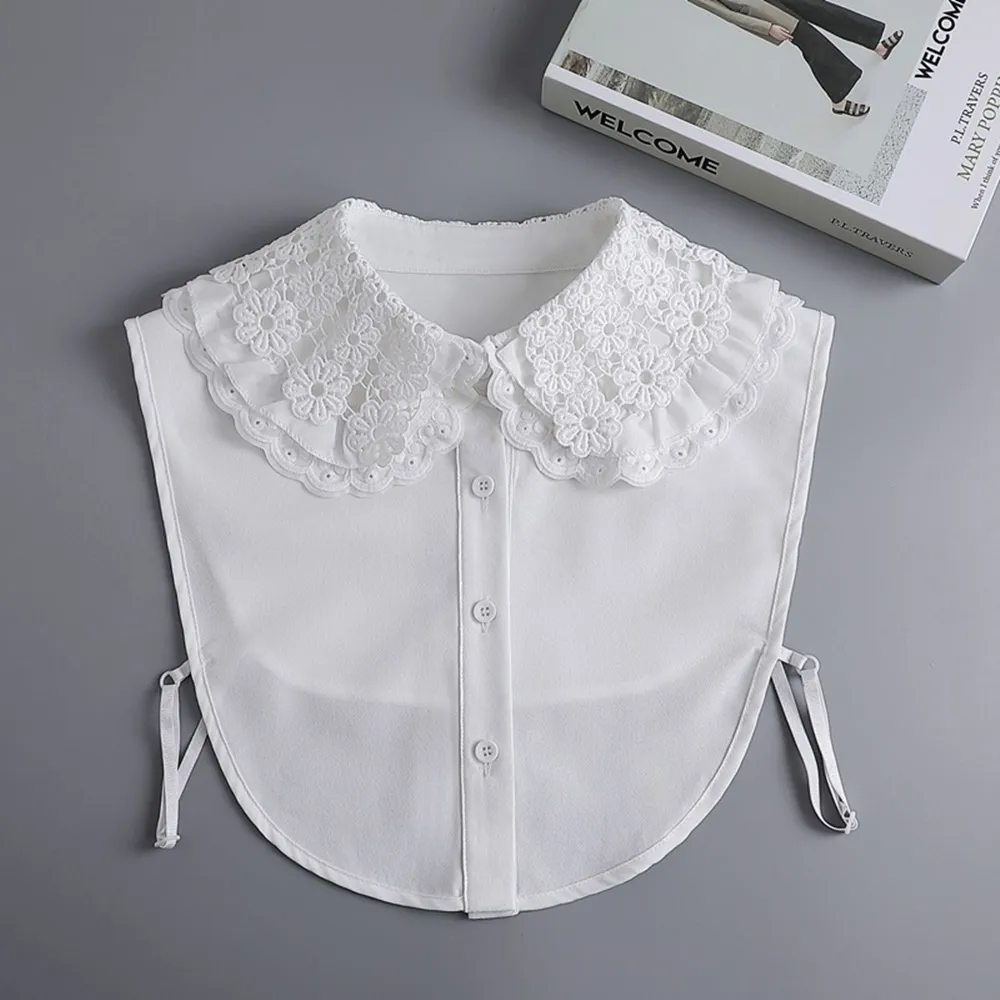 【米蘭精品】雙11優惠 假領子襯衫領片(雙層翻領蕾絲花邊女裝配件t1ko47)