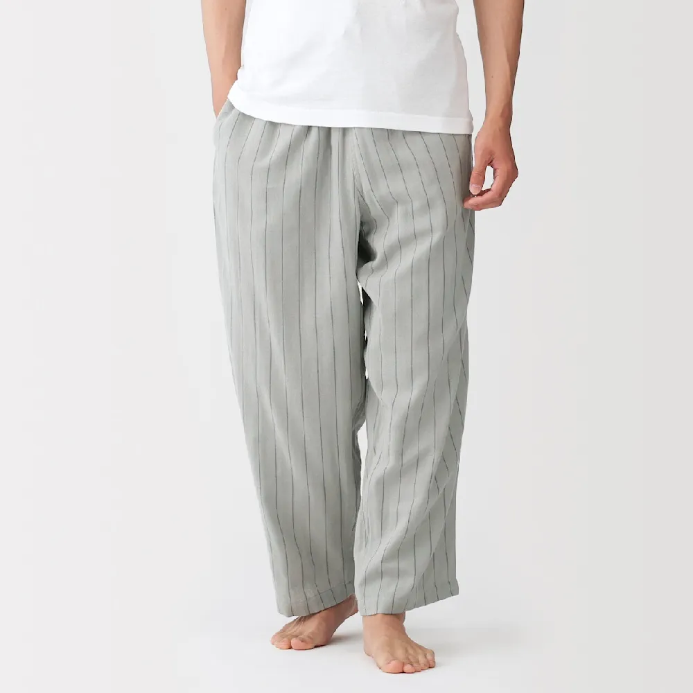 【MUJI 無印良品】男二重紗織家居長褲(灰直紋/墨灰直紋/深藍直紋)