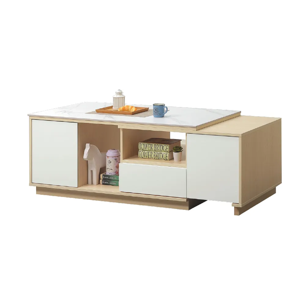 【ASSARI】4尺挪威岩板伸縮大茶几(寬122-196x深61x高52cm)