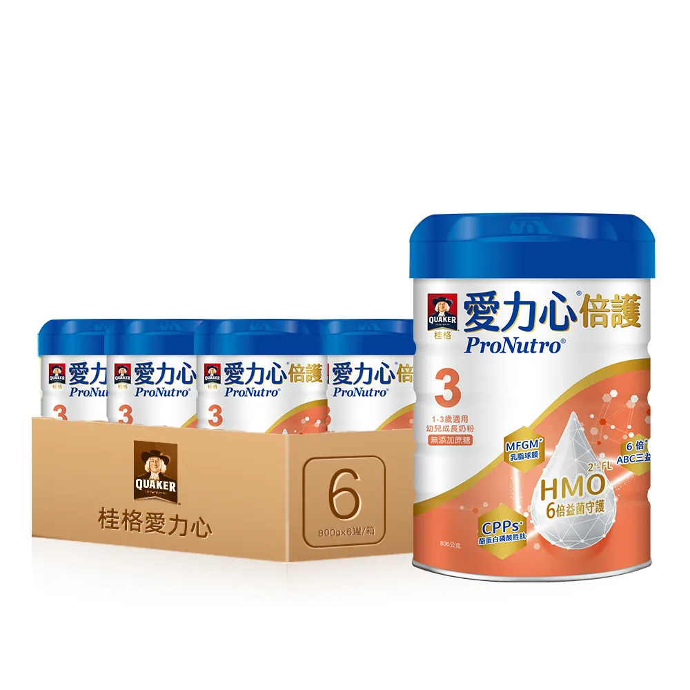 【QUAKER 桂格】愛力心倍護幼兒成長奶粉800g*6罐/箱