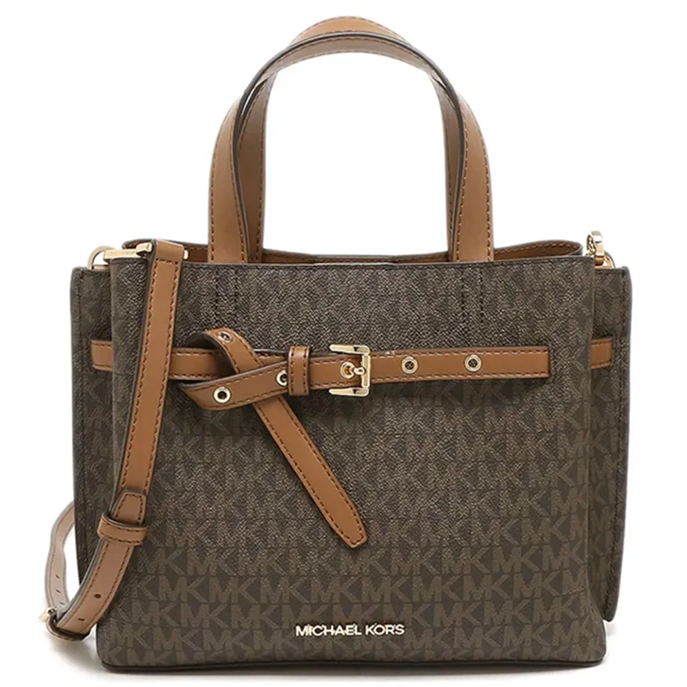 【Michael Kors】滿版LOGO拼接皮革兩用包