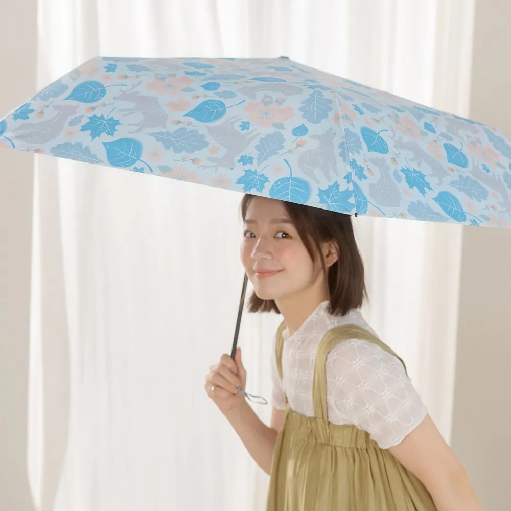 【rento】碳纖輕量黑膠晴雨傘-奈良小鹿(碳纖傘骨 日系傘 黑膠傘 防曬 降溫  抗UV)