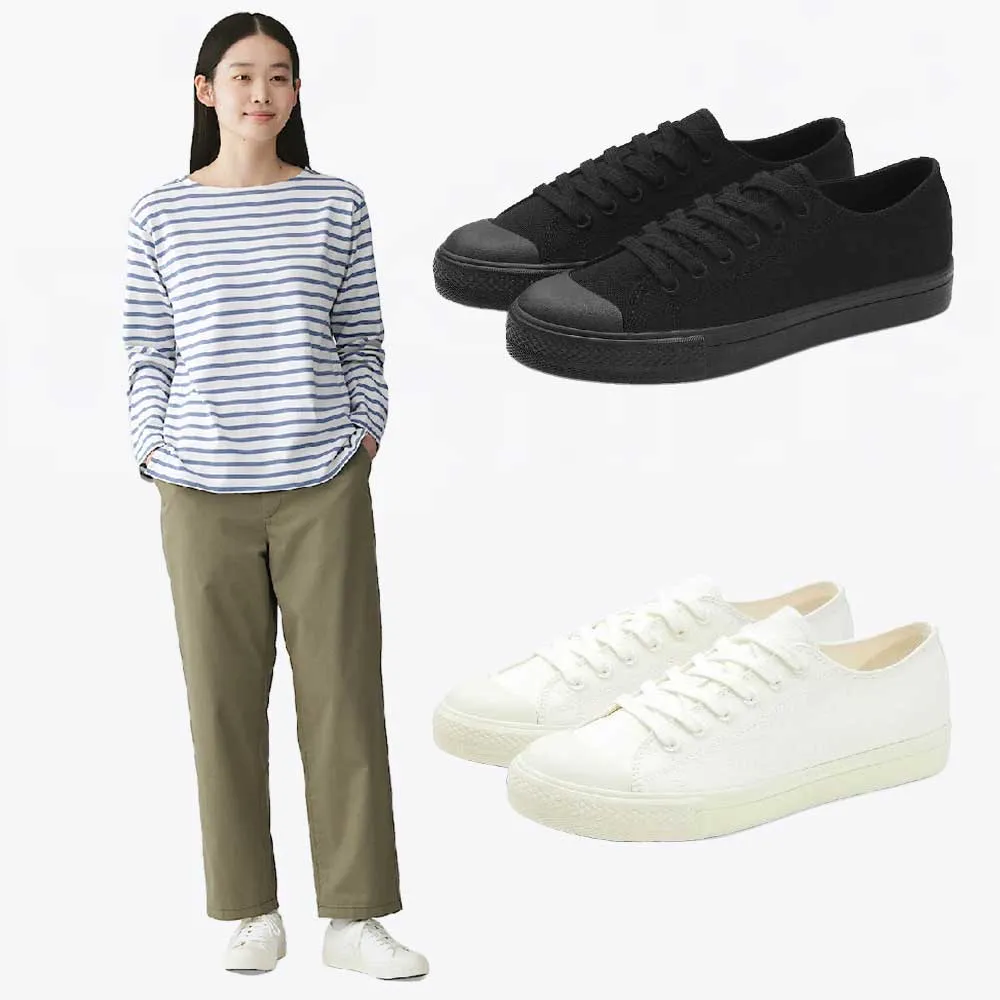 【MUJI 無印良品】撥水加工舒適休閒鞋(白色/黑紋樣)