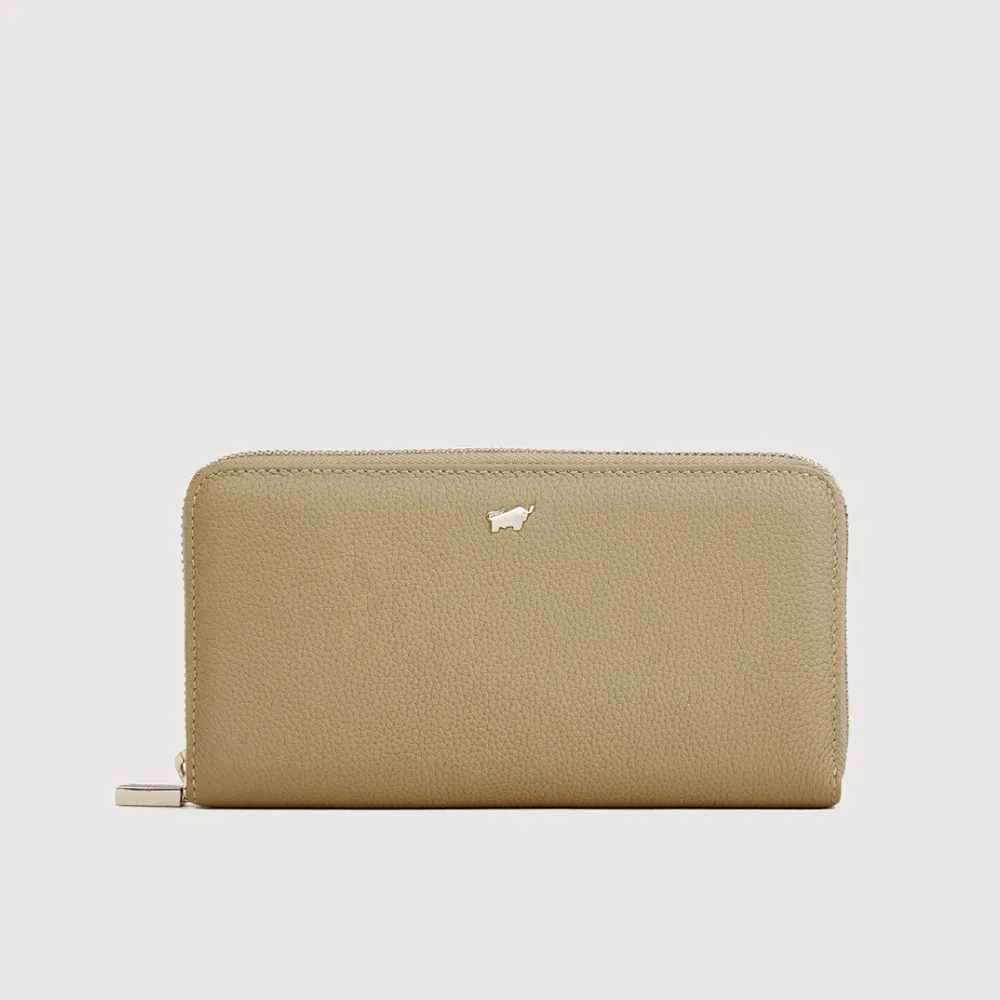 【BRAUN BUFFEL 德國小金牛】維那斯-C 12卡拉鍊長夾-淺棕色(BF868-602-CR) 錢包送禮推薦