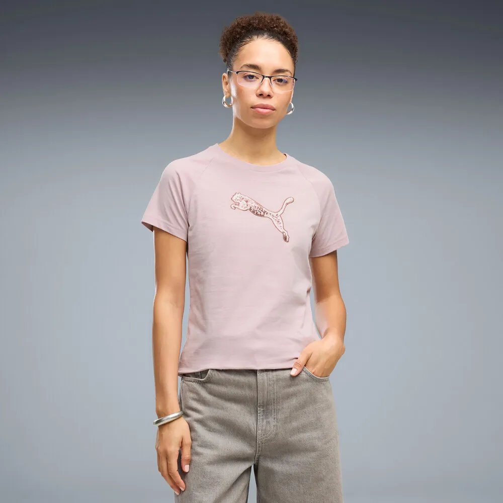 【PUMA】短袖上衣 女 亞規 SEQUINS 粉 69618749