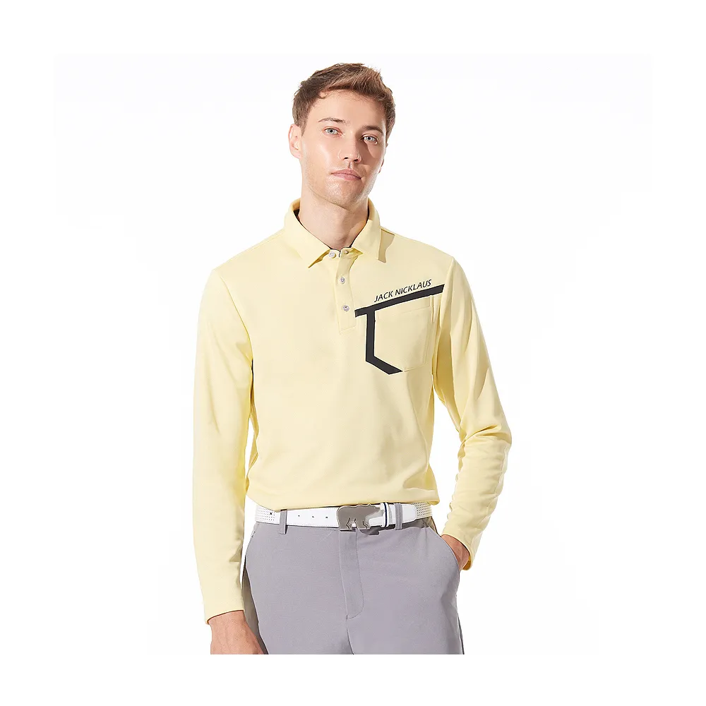 【Jack Nicklaus 金熊】GOLF男款吸濕排汗POLO衫/高爾夫球衫(黃色)