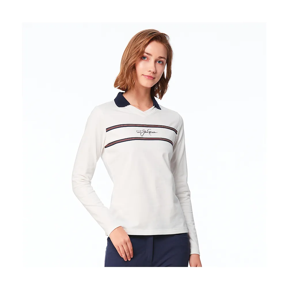 【Jack Nicklaus 金熊】GOLF女款健康素材有領T SHIRT(白色)