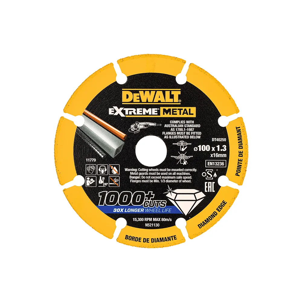 【DEWALT 得偉】100x16x1.3mm 超強鑽石金屬鋸片(DT40250-QZ)