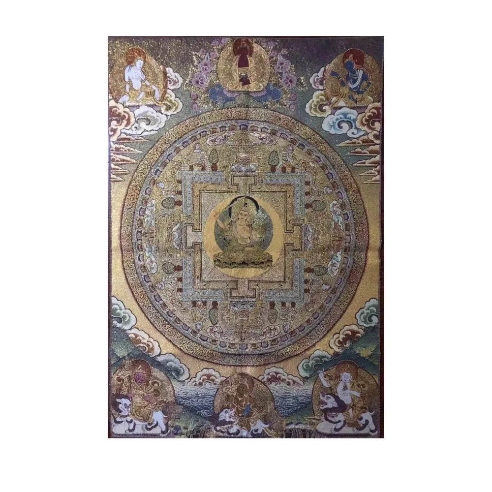【藏古祥館】文殊刺繡壇城唐卡 壇0001(文殊 刺繡 壇城 唐卡)