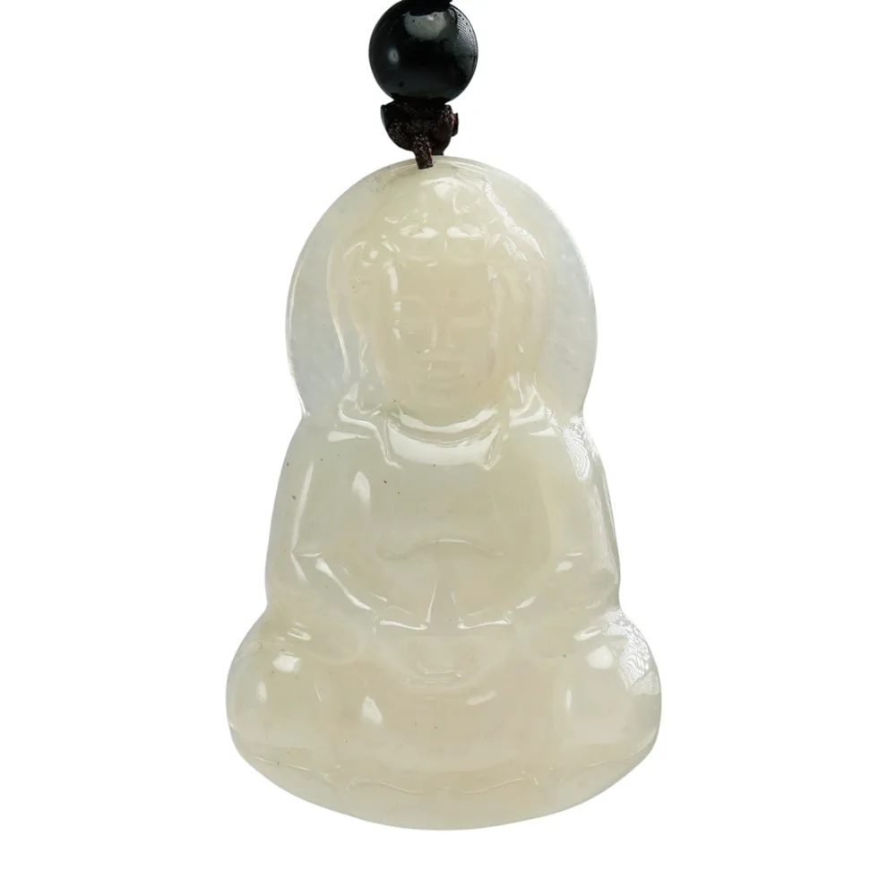【漢石齋】天然翡翠A貨 觀音玉佩吊墜 細糯種黃翡 福 利 品(40*25*5mm)