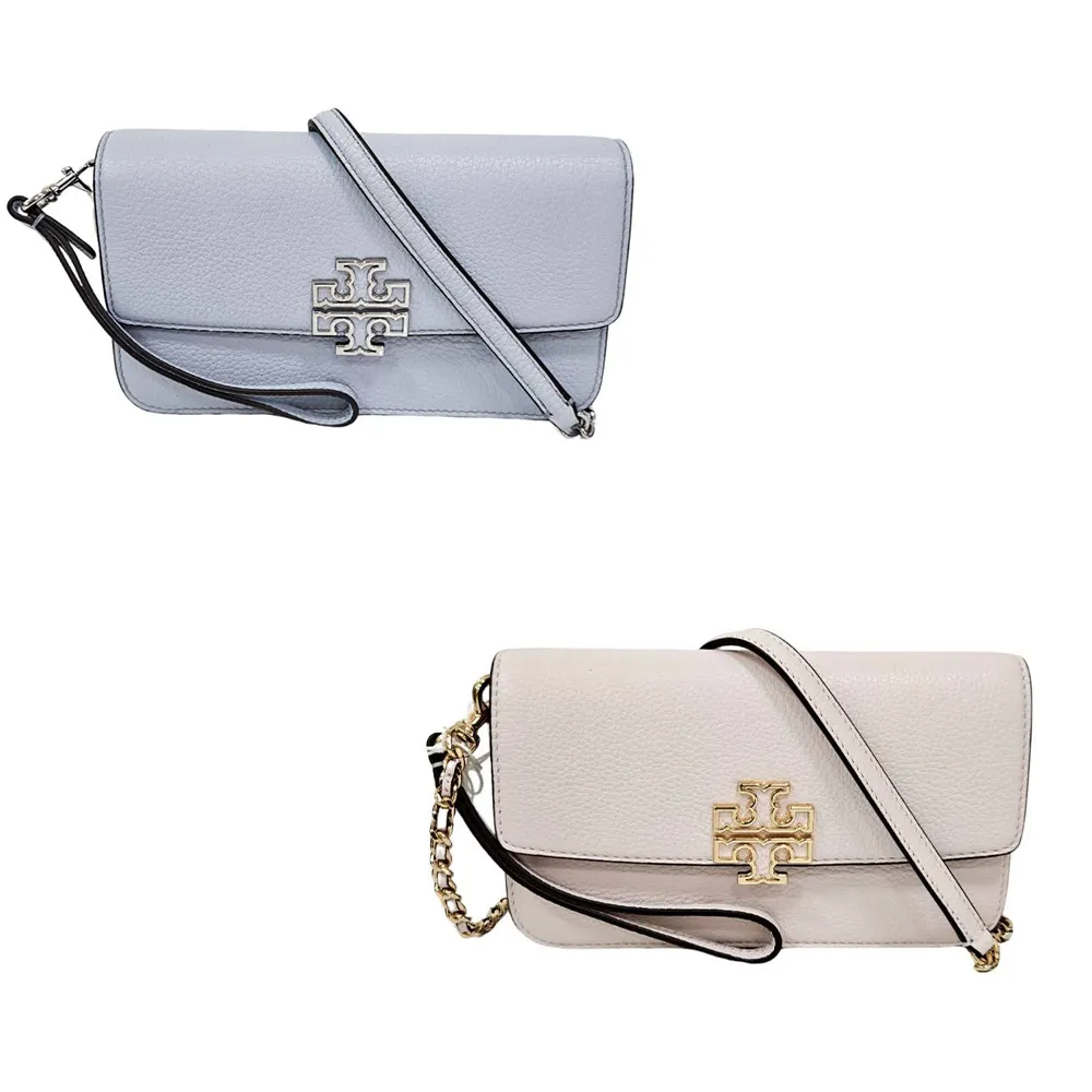 【TORY BURCH】TB Britten 簍空LOGO荔枝紋皮革鏈條WOC手拿斜背包(/贈原廠防塵袋紙袋送禮)
