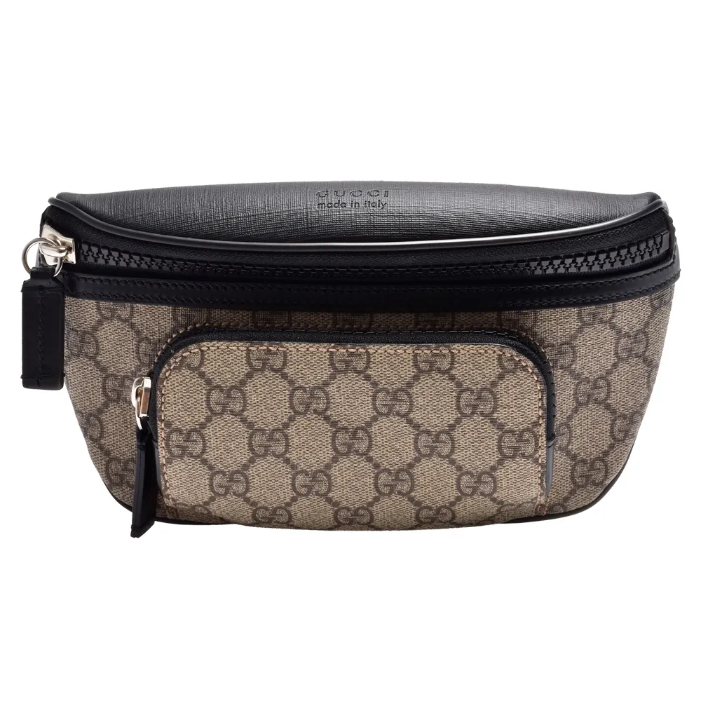 【GUCCI 古馳】GUCCI 經典GG Supreme帆布拉鍊腰包/斜背包(黑779877-FAC95-9772)