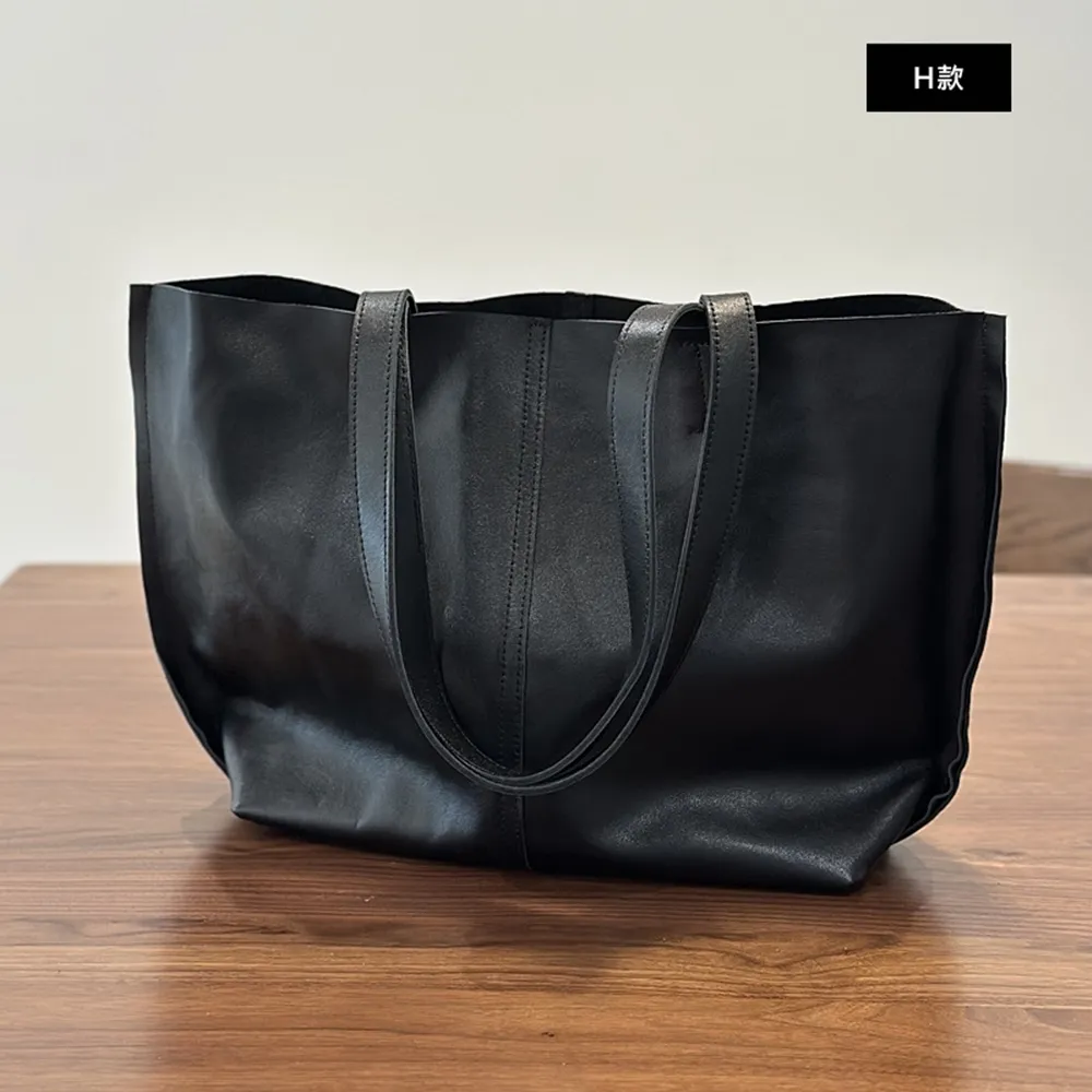 【巴黎精品】現貨+預購 真牛皮托特包側背包真皮革手提單肩大包背包(復古簡約手提斜背女包包3款a1mk23