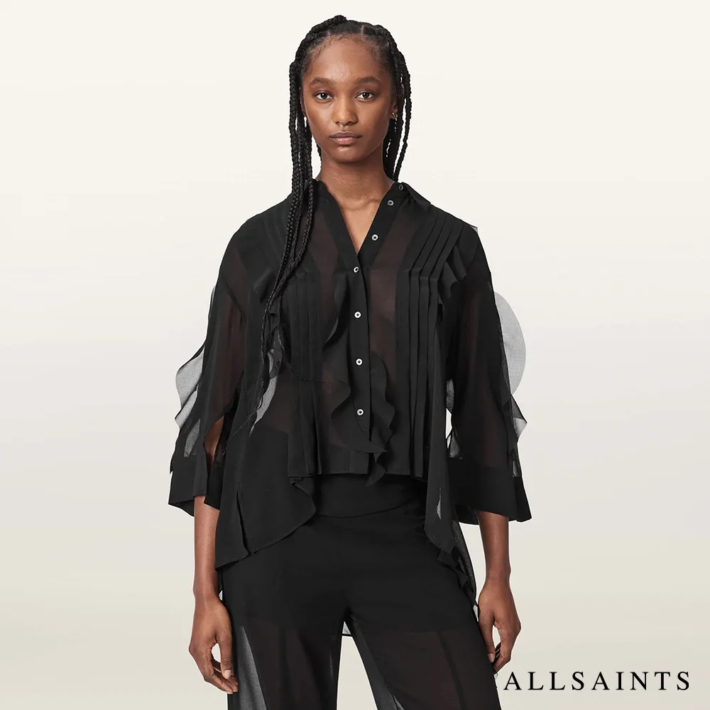 【ALLSAINTS】MINNA 透膚荷葉襯衫 W023PF(正常版型)