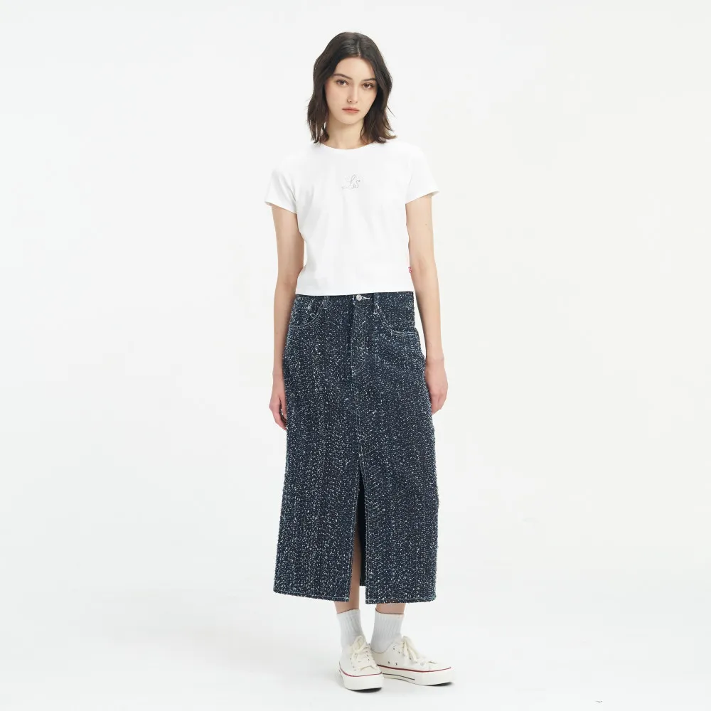 【LEVIS】牛仔裙 丹寧裙 中間開岔 牛仔短裙 熱賣單品 0050P-0000