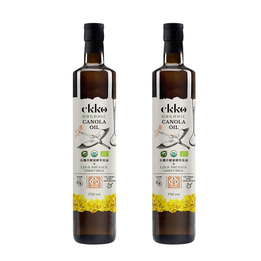 【EKKO】立陶宛有機冷壓初榨芥花油750mlx4瓶(可生飲)