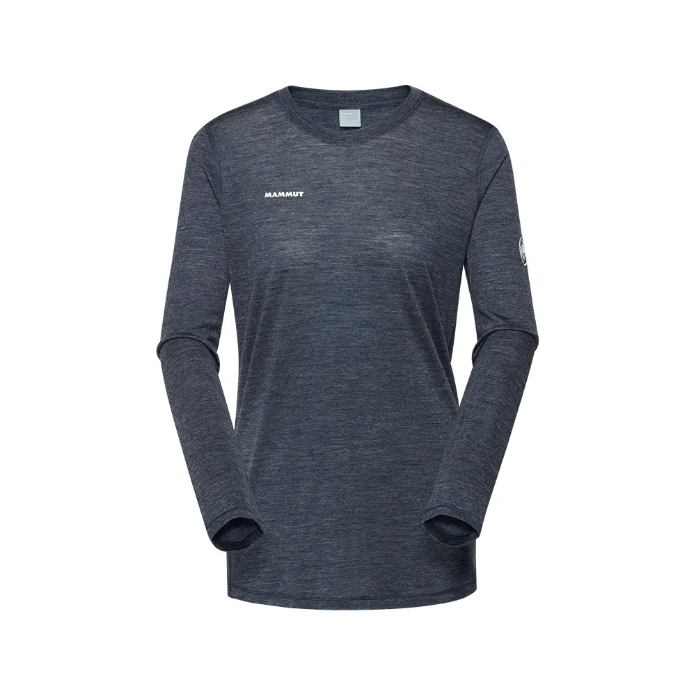 【Mammut 長毛象官方直營】Tree Wool FL LS AF 羊毛混紡快乾抗臭長袖T恤 海洋藍 女款 #1016-01710