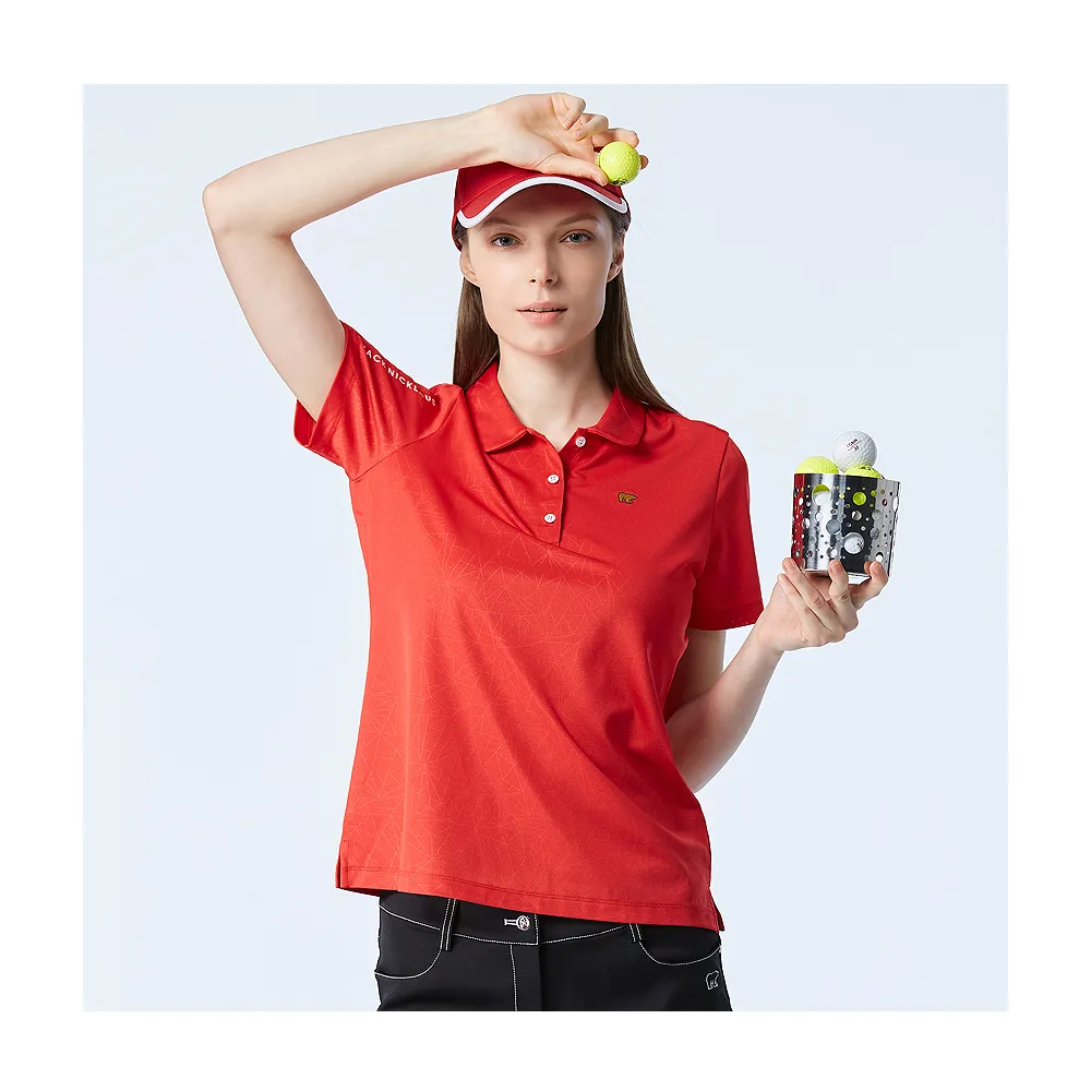 【Jack Nicklaus 金熊】GOLF女款彈性吸濕排汗高爾夫球/POLO衫(紅色)