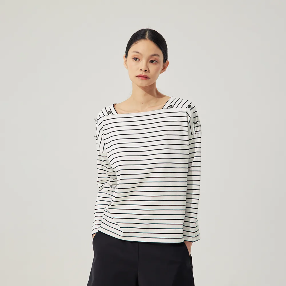 【giordano ladies】25ss_boxy剪裁條紋上衣(02325008)