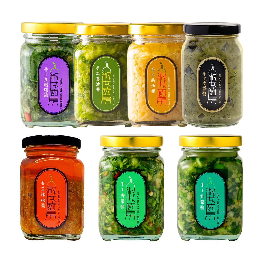 【淑女廚房】香菜醬 韭菜花生醬 蔥油醬 蒜油醬 九層塔醬 椒麻皮蛋醬 香蒜辣椒醬 青花椒麻醬(任選4罐)