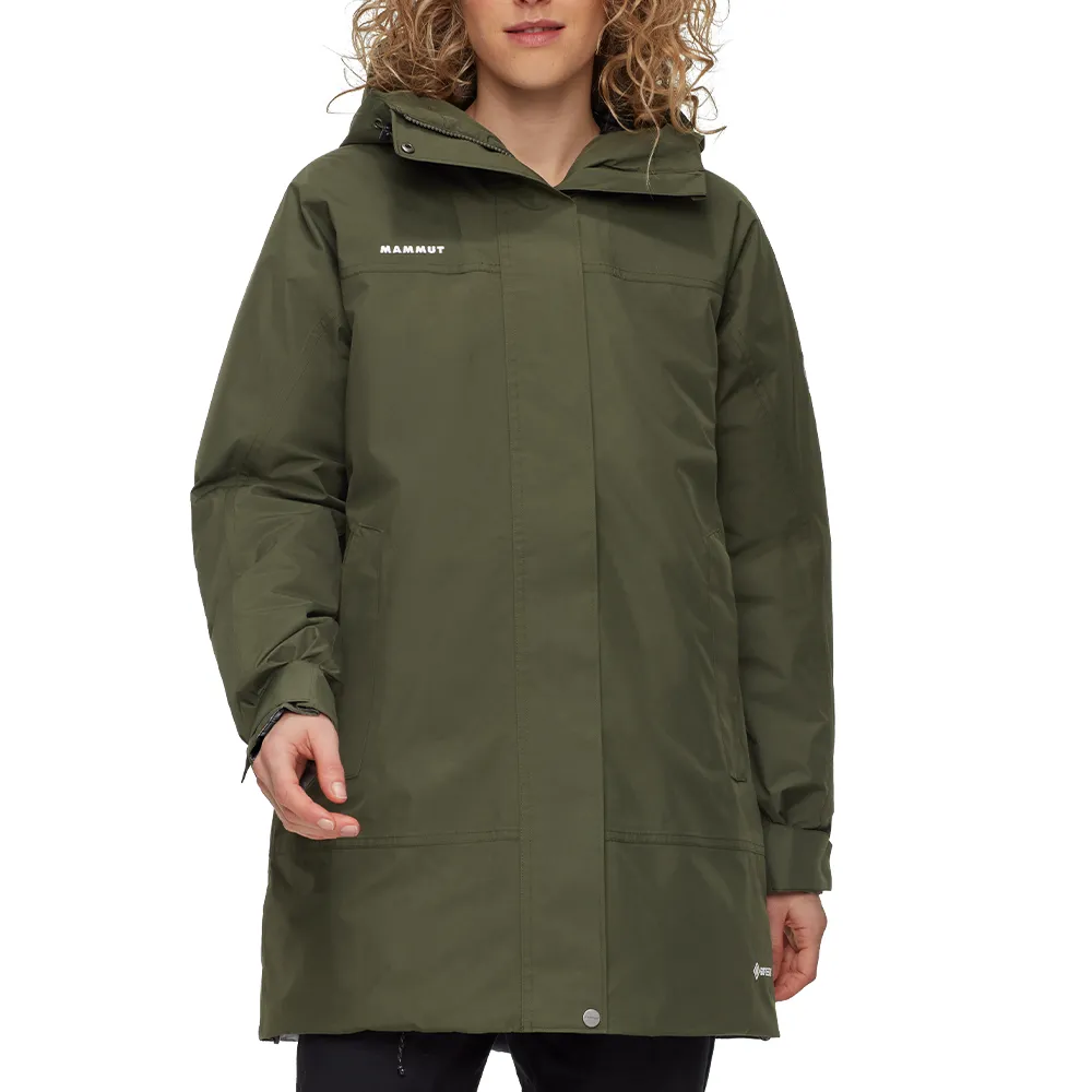 【Mammut 長毛象】TreelineHS Thermo Hooded Parka AF GTX防水羽絨保暖連帽外套 深沼澤綠 女款 #1010-32270