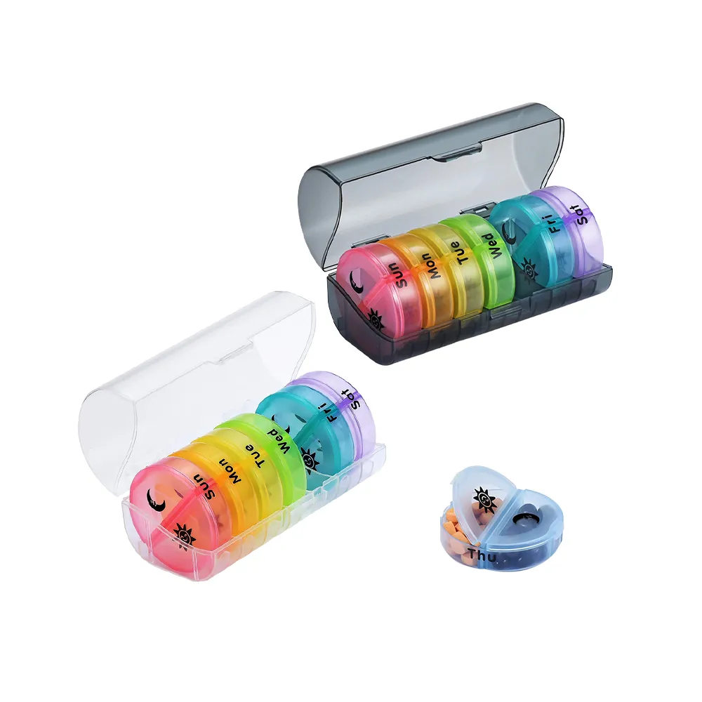 【QIDINA】4入-大容量14格7日藥物保健品藥品分裝藥盒-A(隨身藥盒 保健食品 密封藥盒 大藥盒 小藥盒)