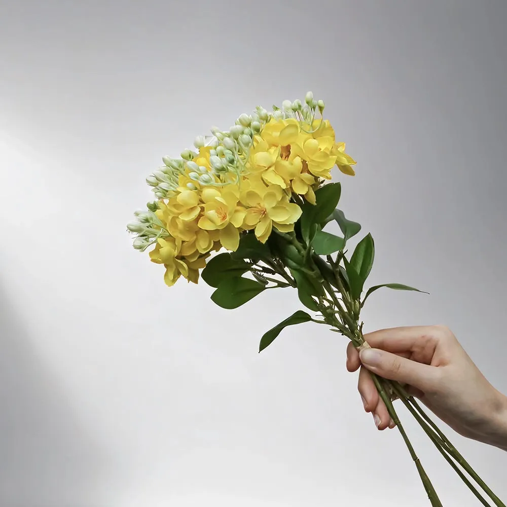 【Floral M】夏日經典茉莉花檸檬黃仿真花花材1入組(人造花/仿真花/假花/花藝DIY/裝飾花材)