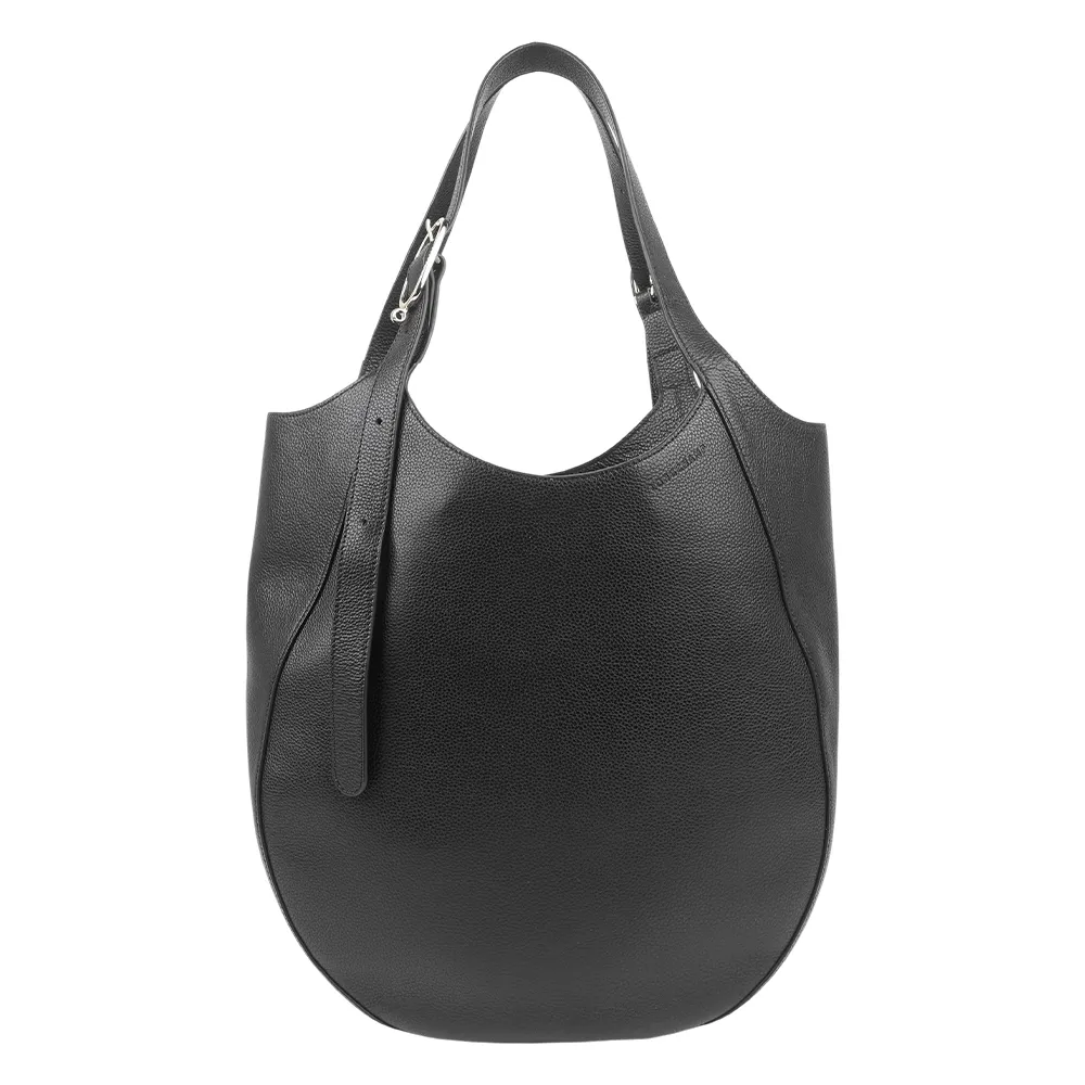 【LONGCHAMP】Le Foulonne XL 牛皮特大號手提/肩背包(黑色)