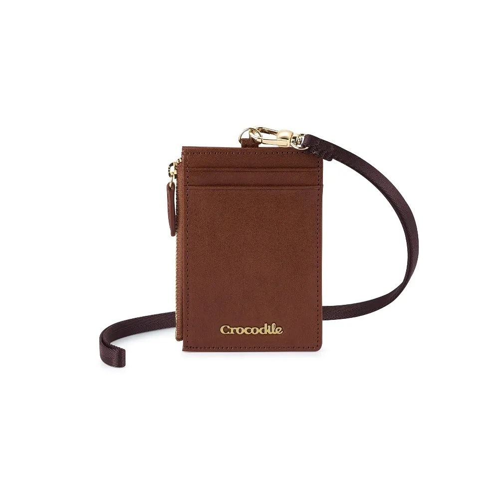 【Crocodile】雙11 直式識別證套 卡片拉鍊零錢包 Naturale系列-0103-11010-鱷魚皮件(