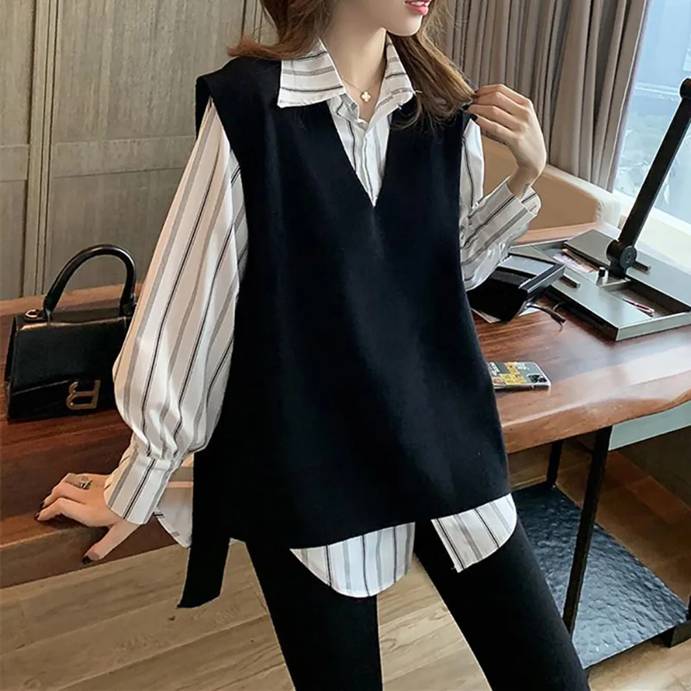 【麗質達人】8017黑色二件式上衣-LY(M-4XL)