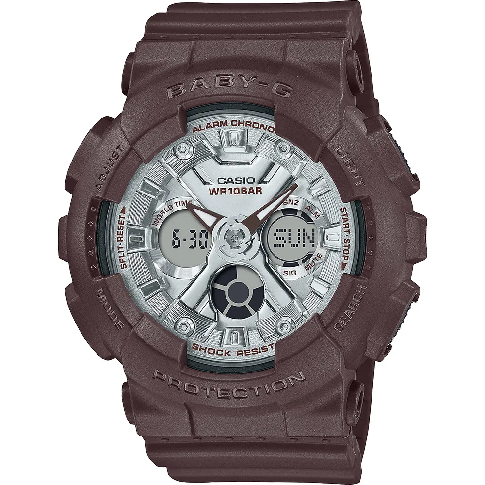 【CASIO 卡西歐】BABY-G 黑巧克力雙顯手錶 送禮 禮物 推薦(BA-130SW-5A)