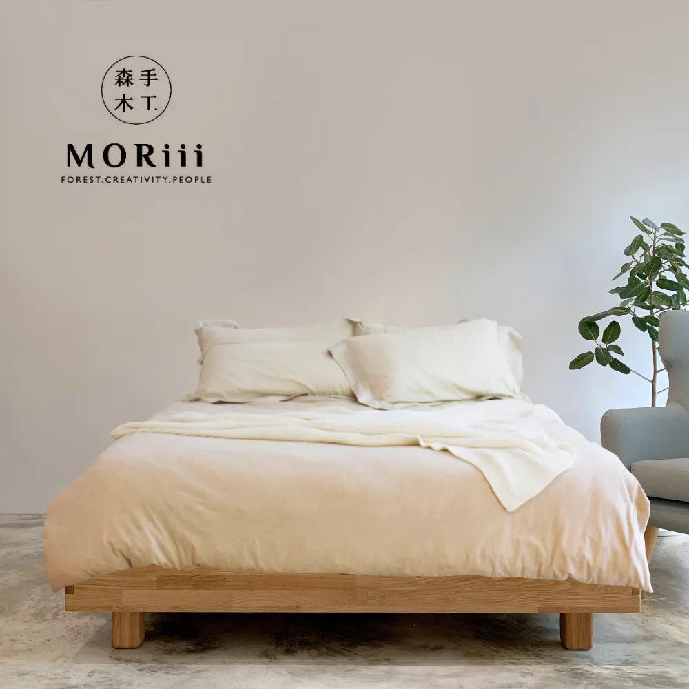 【MORiii  森手木工】新馬可實木床架 標準雙人5尺 無床頭 梣木 縮小版(台灣製 梣木 實木 床架)