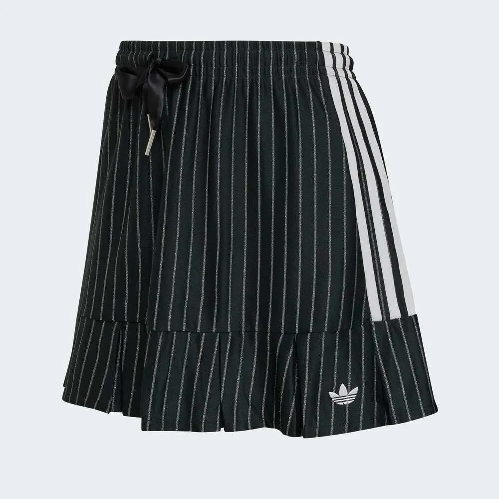 【adidas 愛迪達】Skirt 女 運動裙 短裙 金屬感線條 穿搭 黑(KR9587)