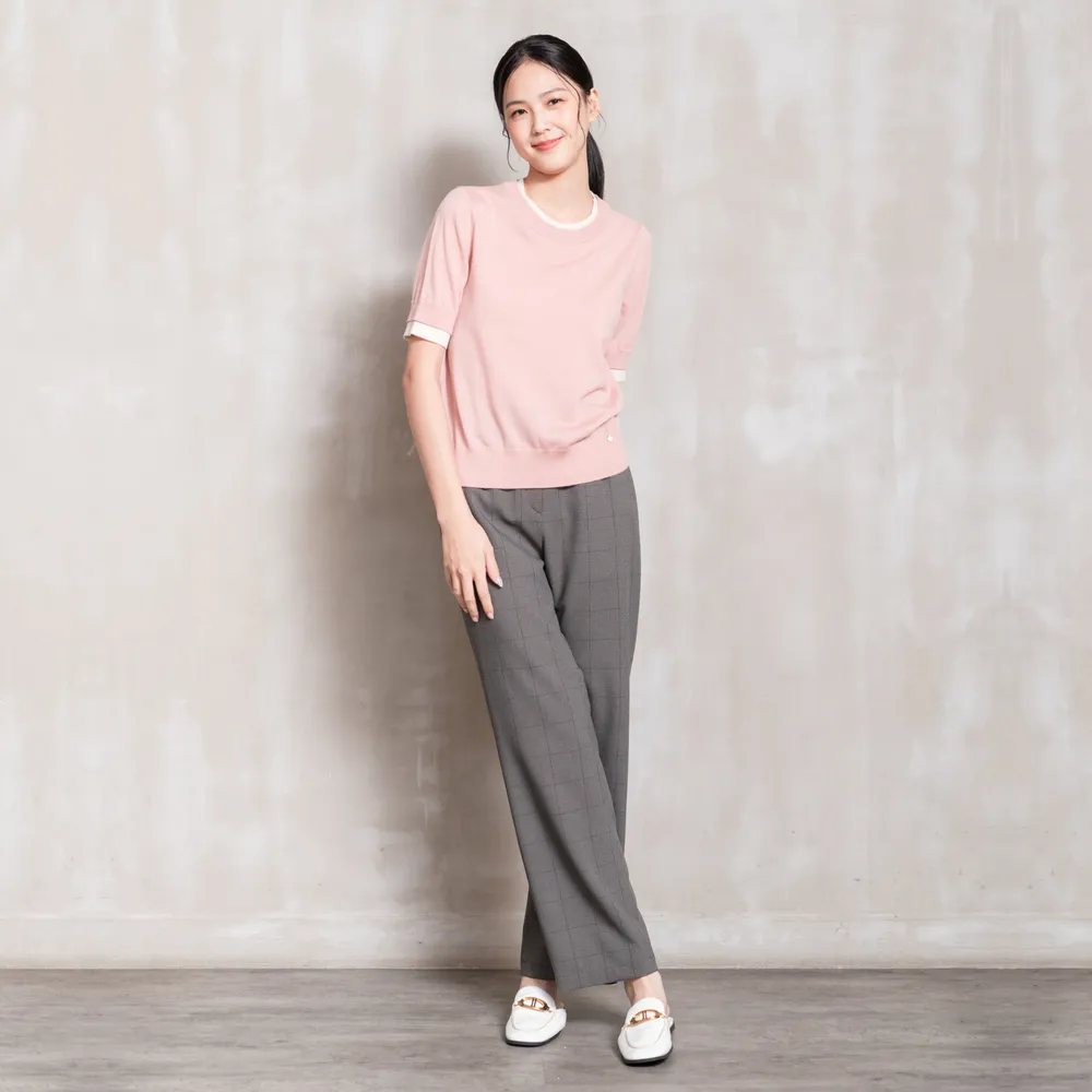 【perng yuh 芃諭名品】倫敦霧影 細格紋 直筒褲(2026 AW Collection|5C秋冬新品上市)