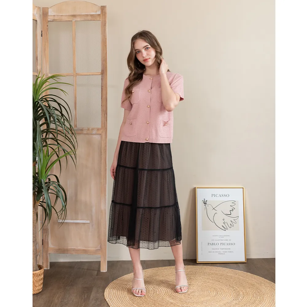 【perng yuh 芃諭名品】柔迷輕感 層次網紗 圓裙(2024 AW Collection|3C秋冬新品上市)