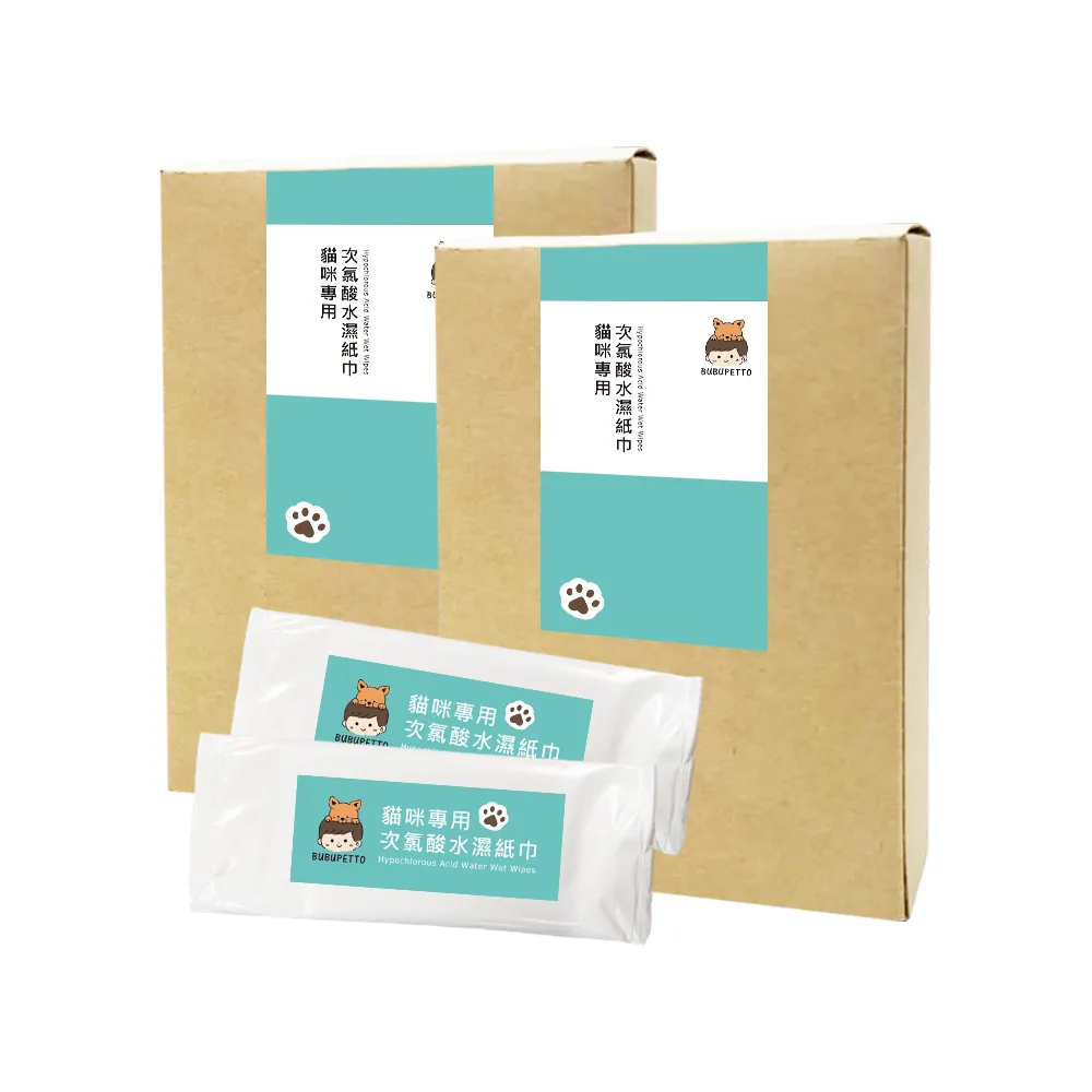 【BUBUPETTO】貓咪玩具清潔用次氯酸水濕紙巾24片x2盒(貓 寵物 玩具)
