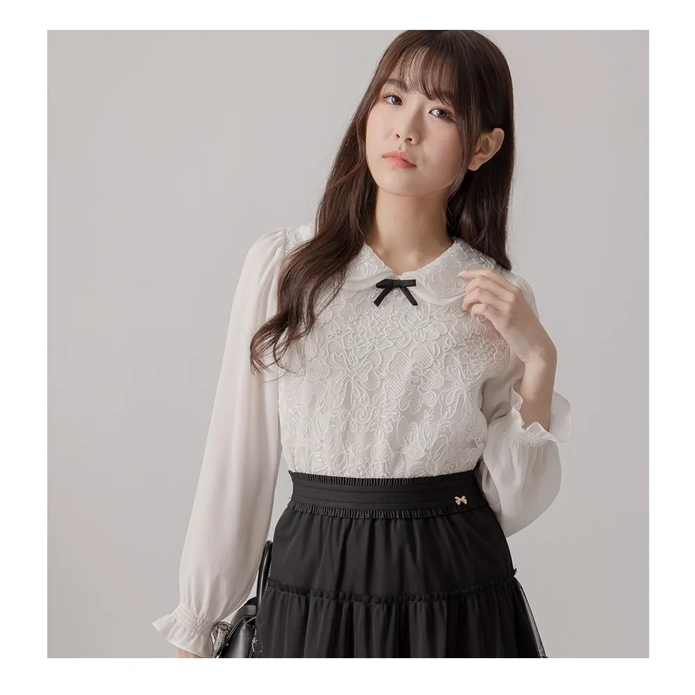 【Iris Girls 艾莉詩】花樣蕾絲拼接上衣-65116