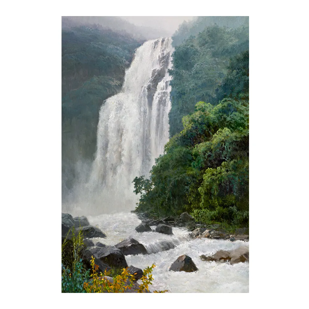 【御畫房】高山飛瀑 國家一級畫師手繪油畫60×90cm(VF-100)