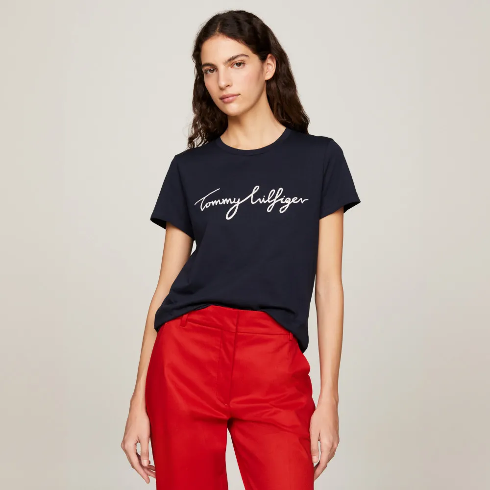 【TOMMY HILFIGER】官方旗艦館 傳統標誌 T 恤_藍色