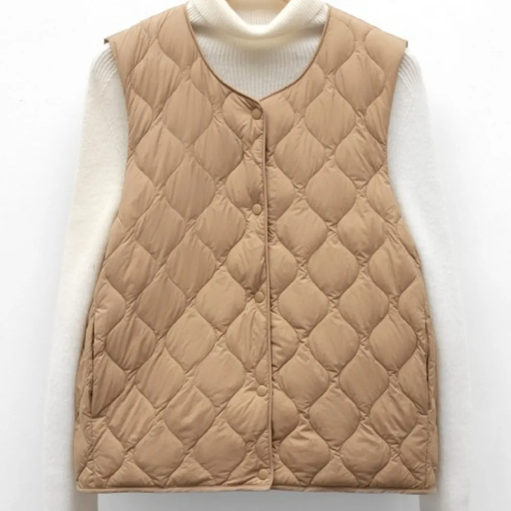 【巴黎精品】頂級真羽絨背心90%鴨絨羽絨衣秋冬(內搭無領女外套3色n1lw25)