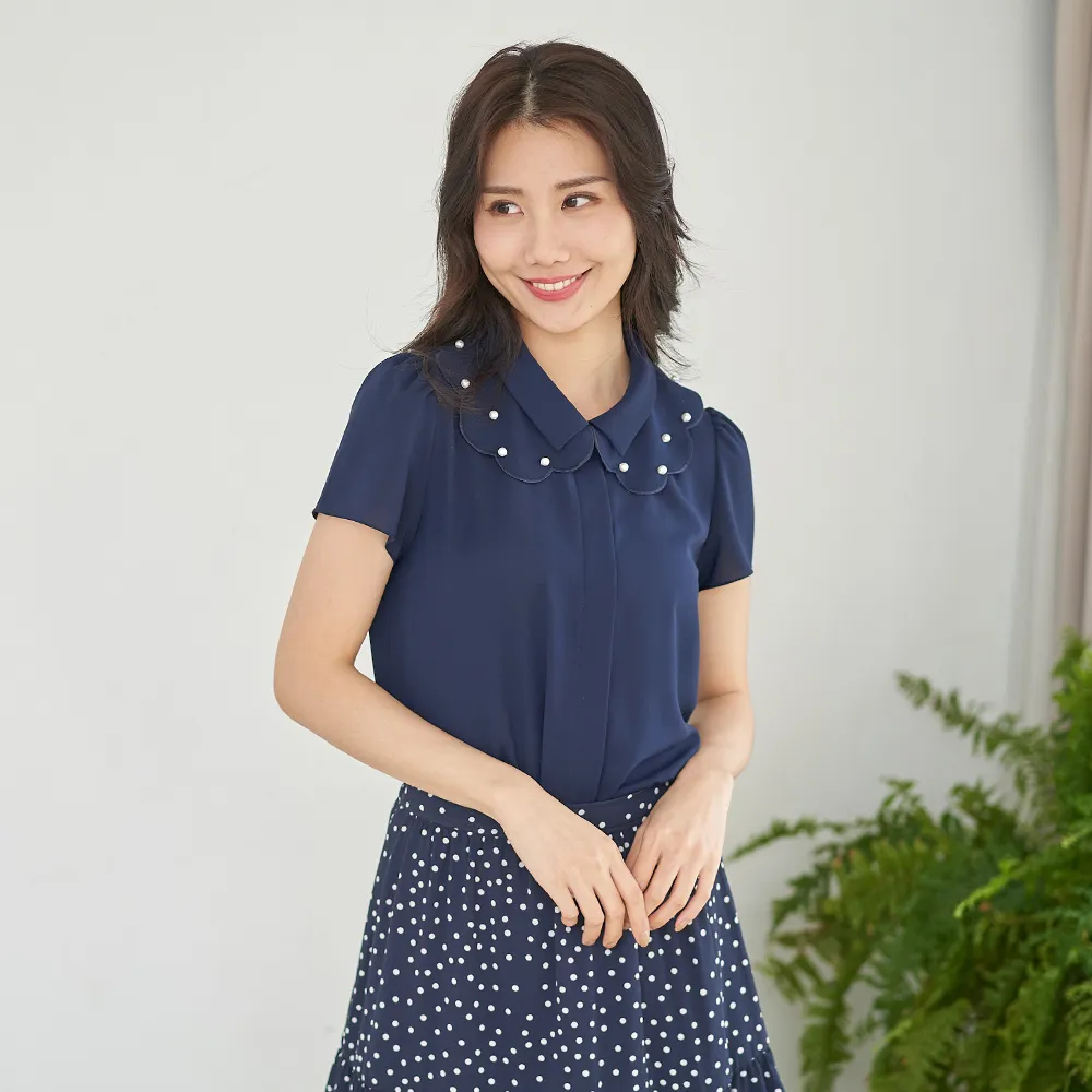 【RED HOUSE 蕾赫斯】甜美花瓣雙層領襯衫(共2色)