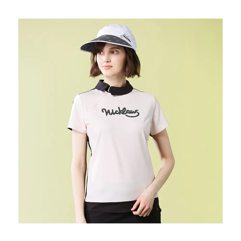 【Jack Nicklaus 金熊】GOLF女款吸濕排汗彈性圓領衫/高爾夫球衫(粉色)