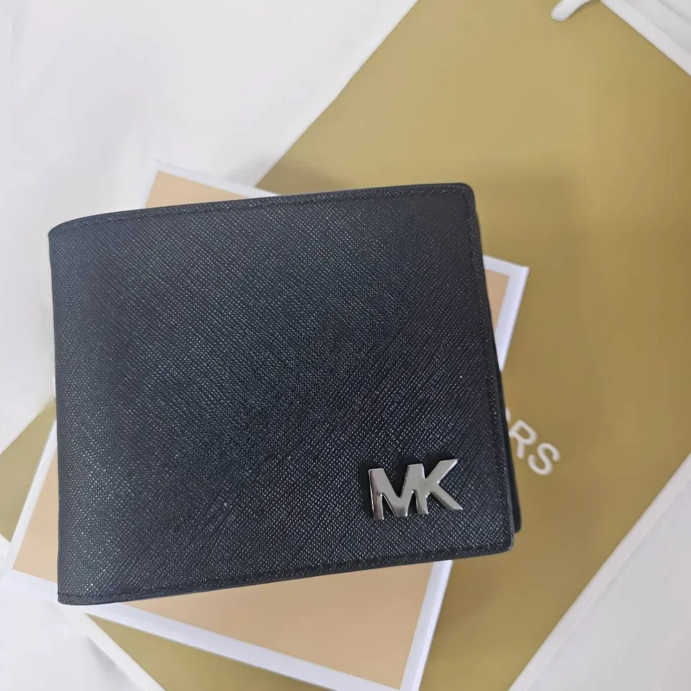 【Michael Kors】Michael kors mk二合一立體logo防刮皮革證件短夾禮盒組(送禮)