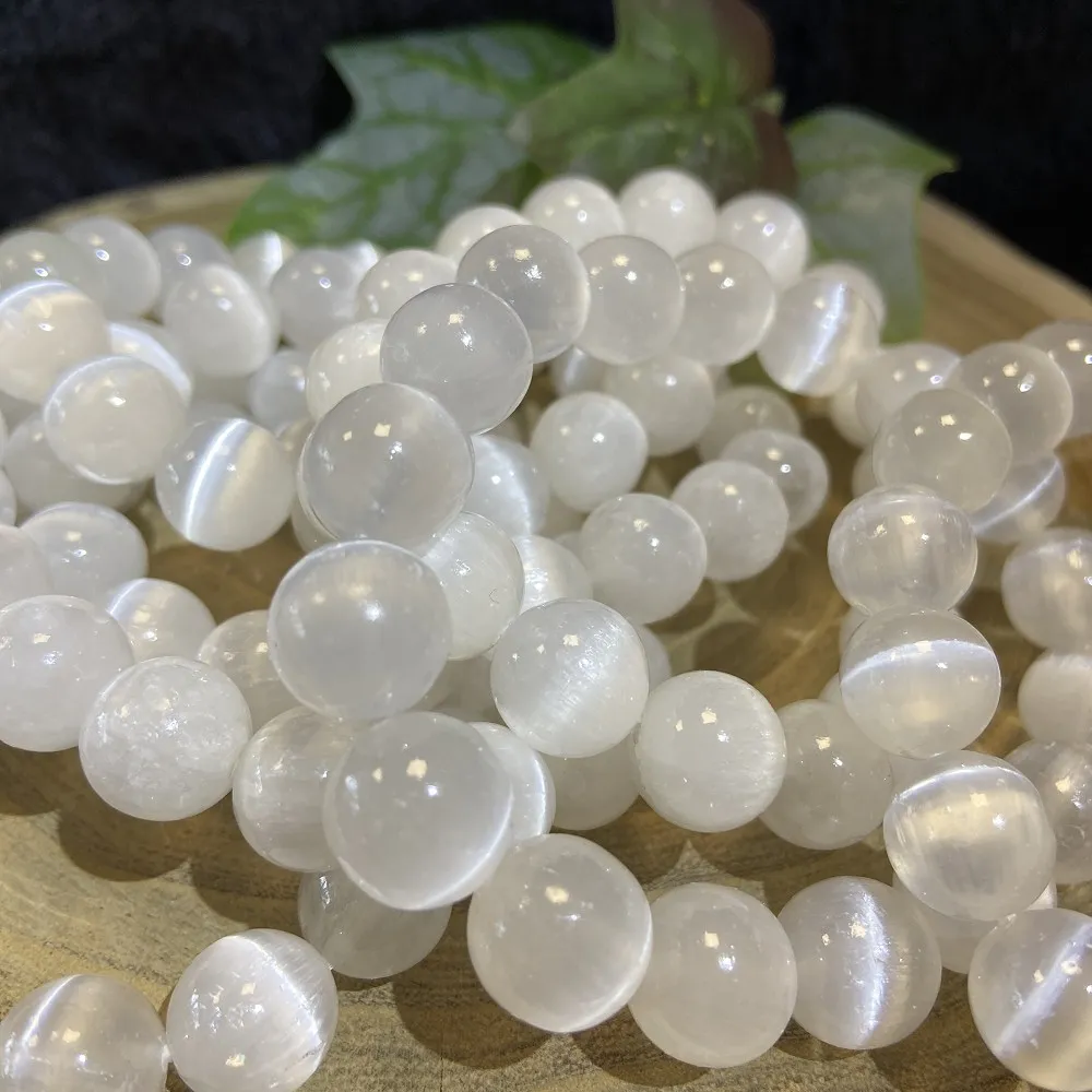【Cozy 世界水晶原礦與茶】摩洛哥精品透石膏手珠 12mm 19-2(能量淨化冥想與療癒)
