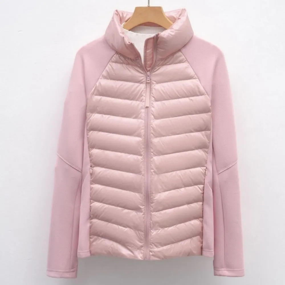 【巴黎精品】頂級真羽絨外套90%鴨絨羽絨衣秋冬(拼接立領女外套5色n1lw48)