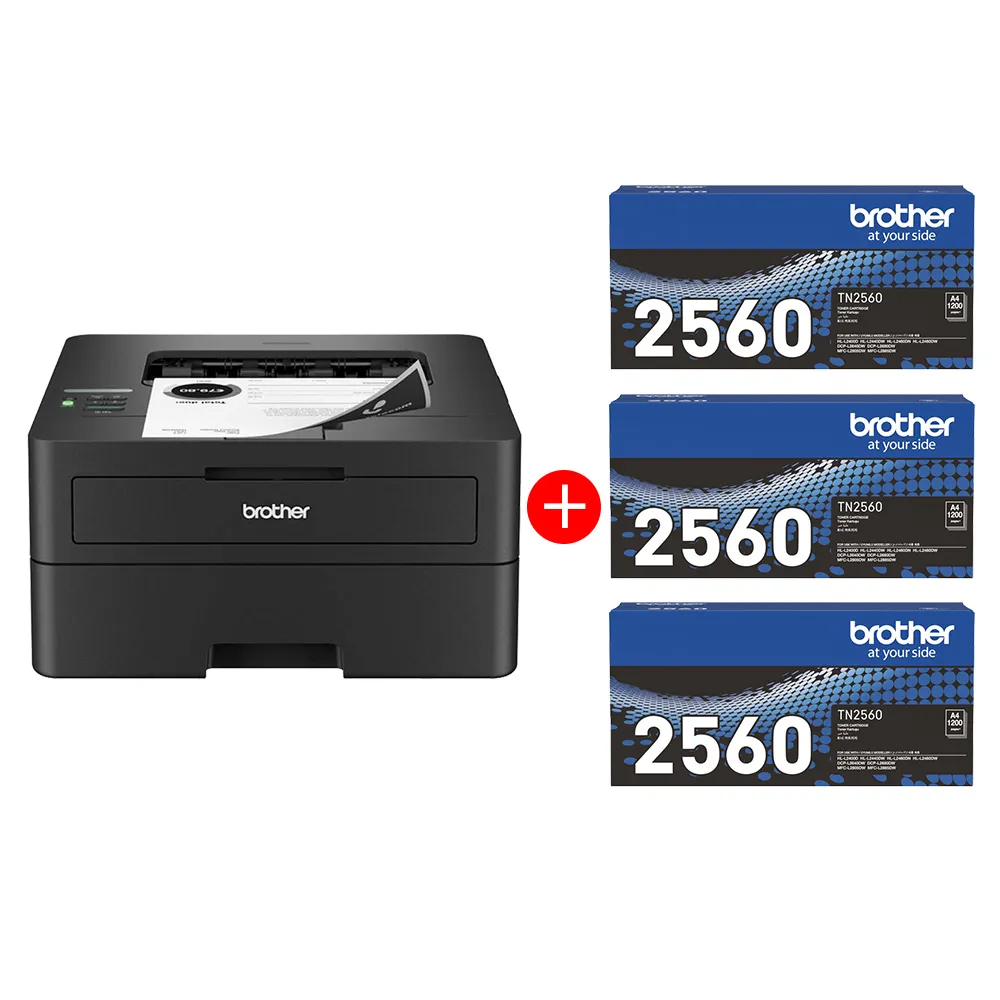 【brother】官方直營 搭3支TN2560標準容量碳粉★HL-L2460DW 中階商務無線黑白雷射印表機