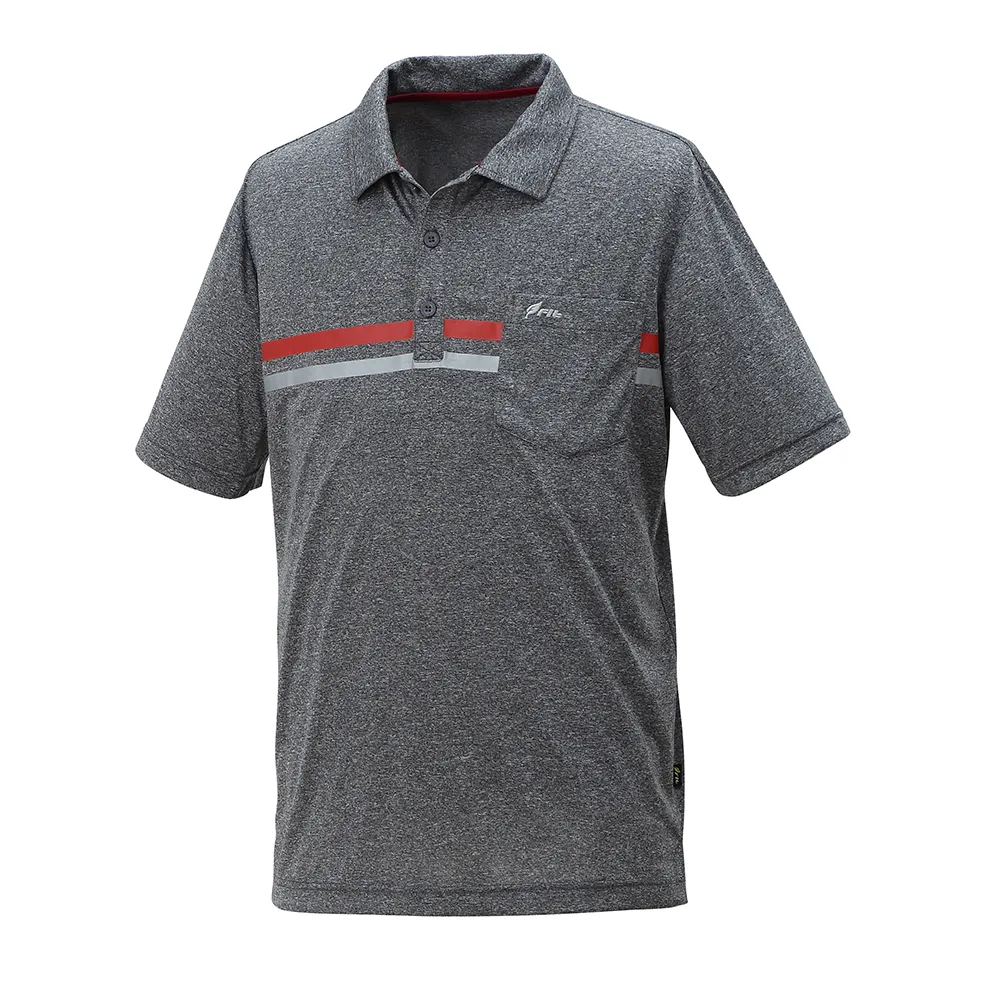 【Fit 維特】男-吸排短袖POLO衫-碳灰 JS1103-75(透氣合身/POLO衫/短袖上衣/運動休閒/半開襟)